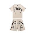 Hellstar Graphic Print Shorts and Tee Beige