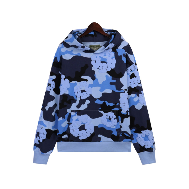 DENIM TEARS Kapok Cotton Ring Hoodie Blue Camouflage