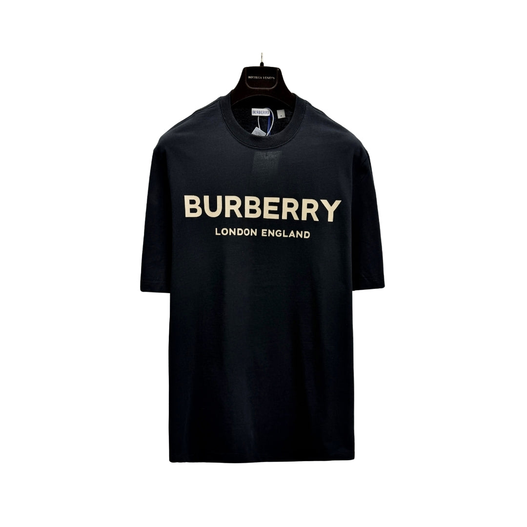 Burberry Manica Corta Con Logo Nero