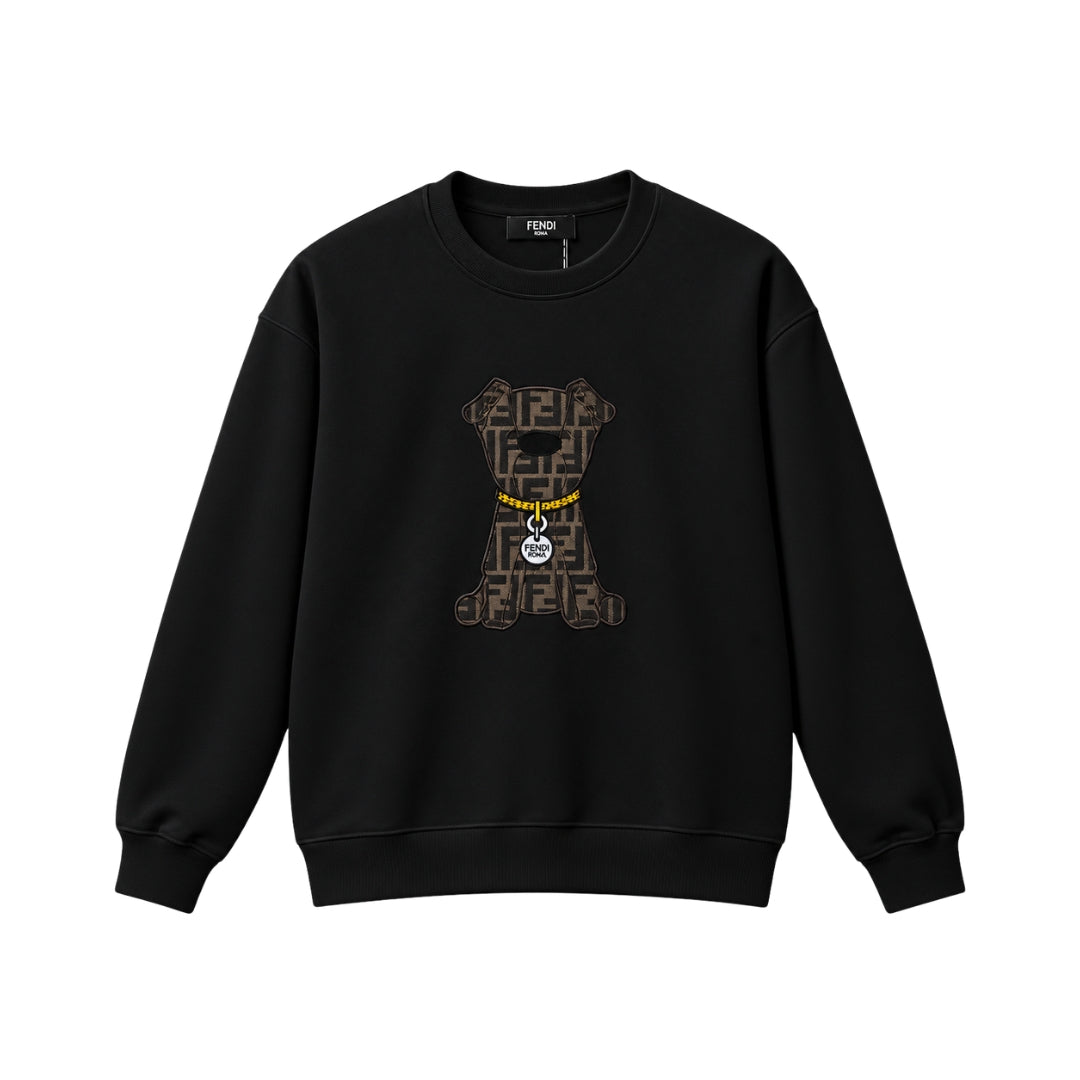 FENDI Lana con Motivo Cane in Nero