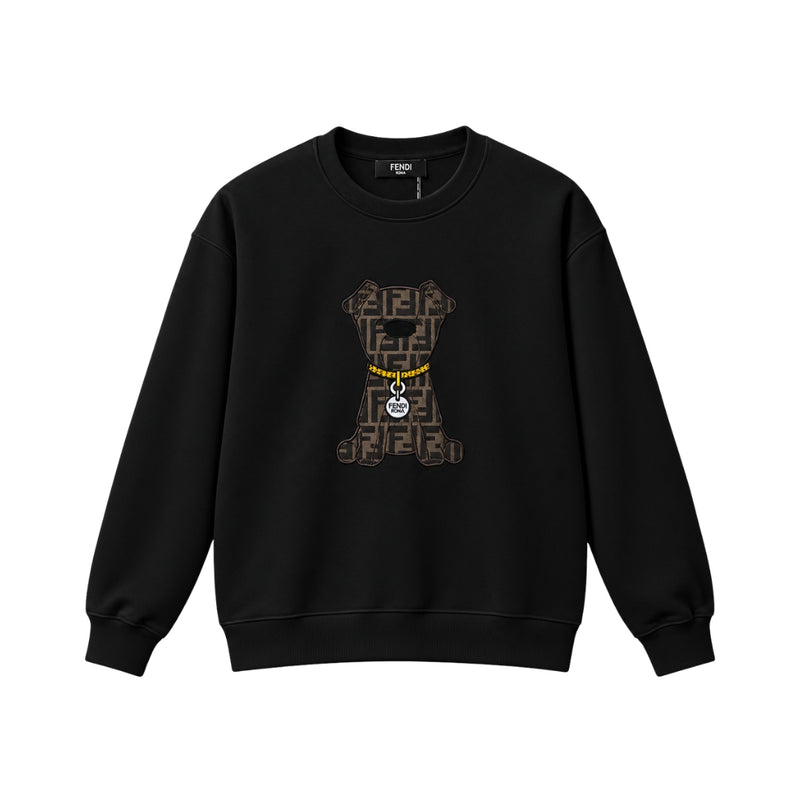 FENDI Lana con Motivo Cane in Nero