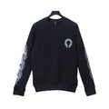 CHROME HEARTS Felpa Nera con Logo Horseshoe Bianco