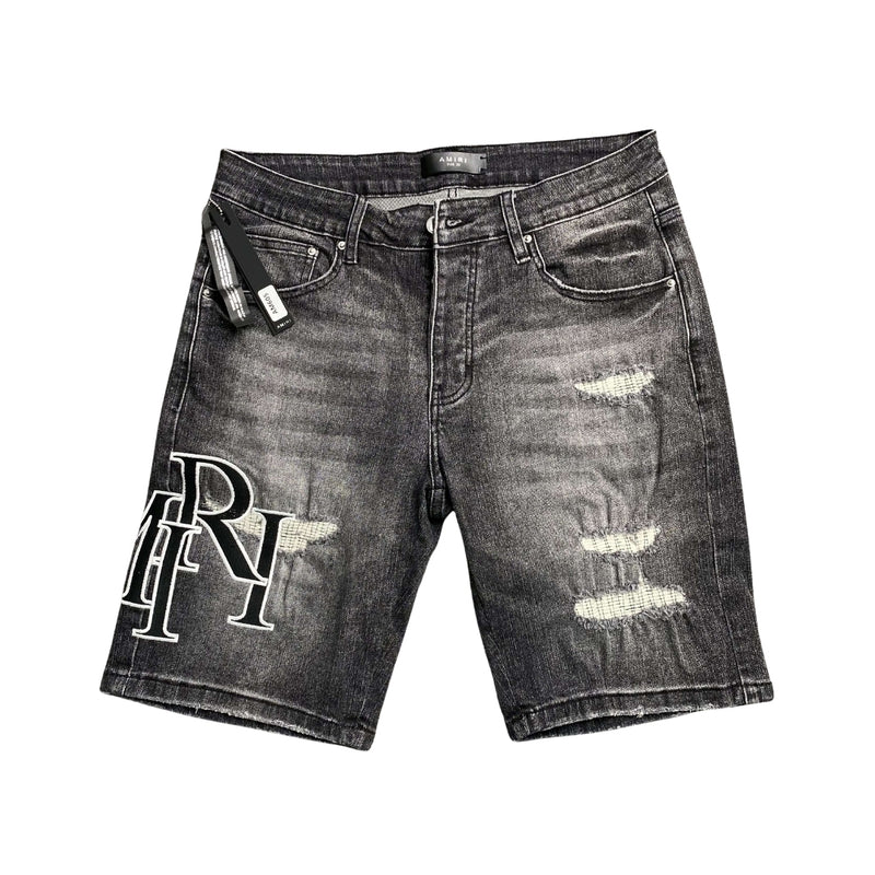 Amiri Shorts In Denim Nero Effetto Used