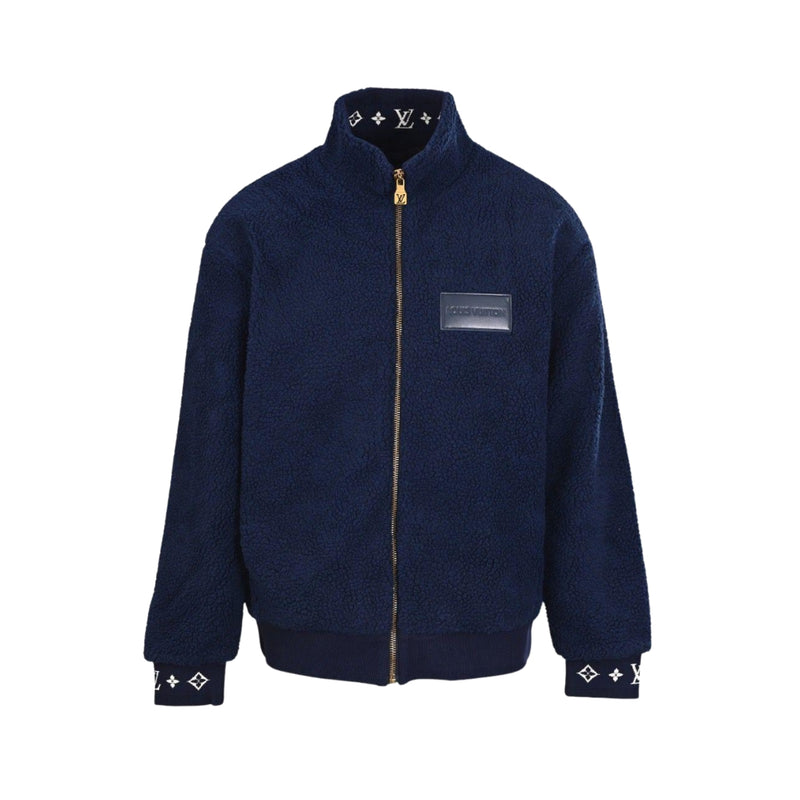 LOUIS VUITTON Pelle Patch Pile Blouson Blu Navy