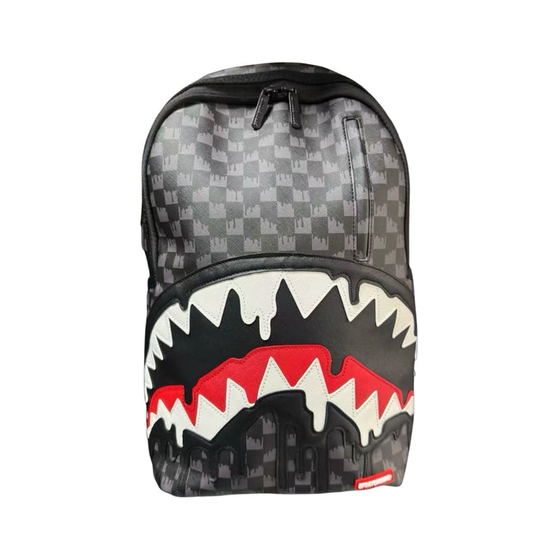 Bape A Scacchi Grigio Con Squalo Gocciolante
