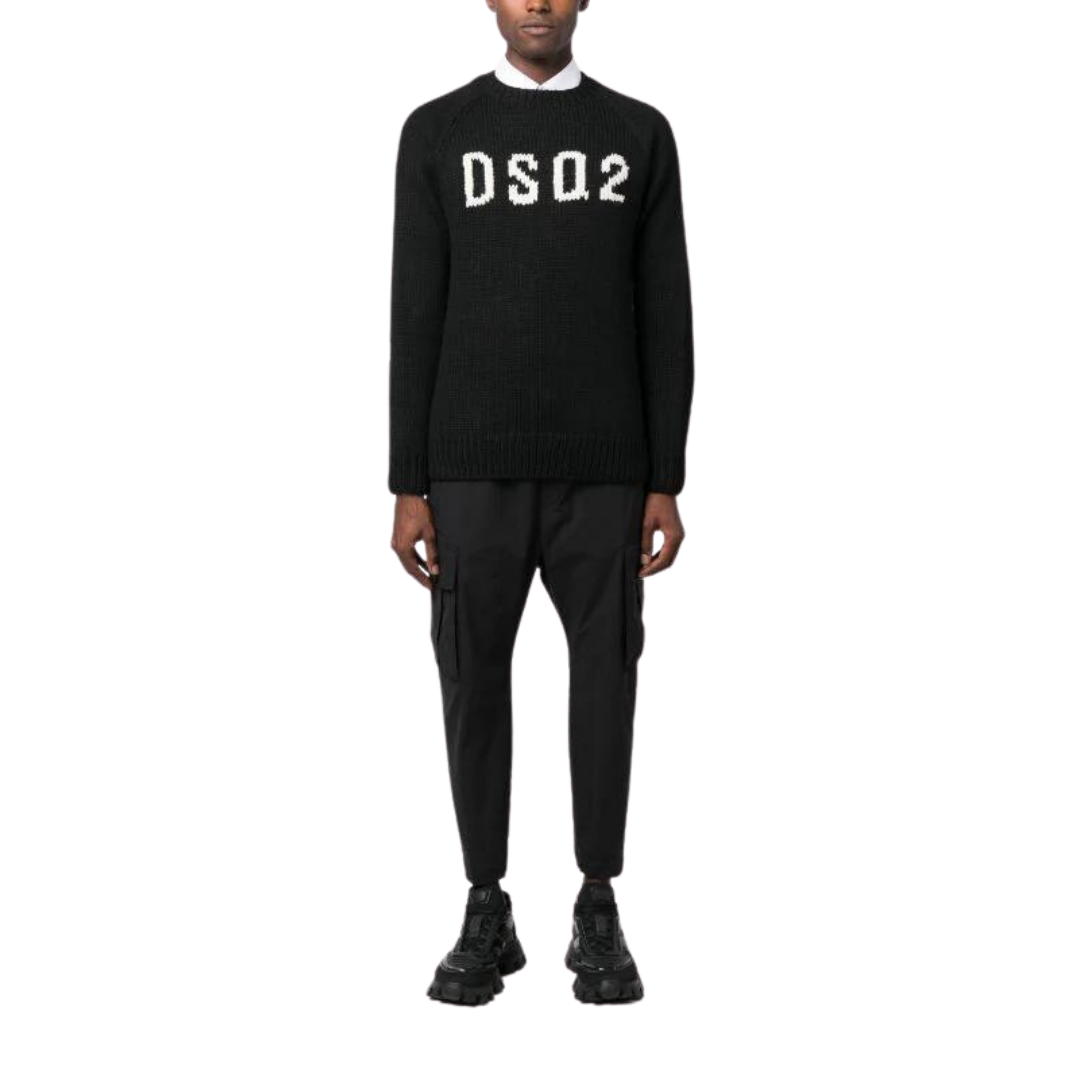 DSQUARED2 Logo Printed Crewneck Sweatshirt Black