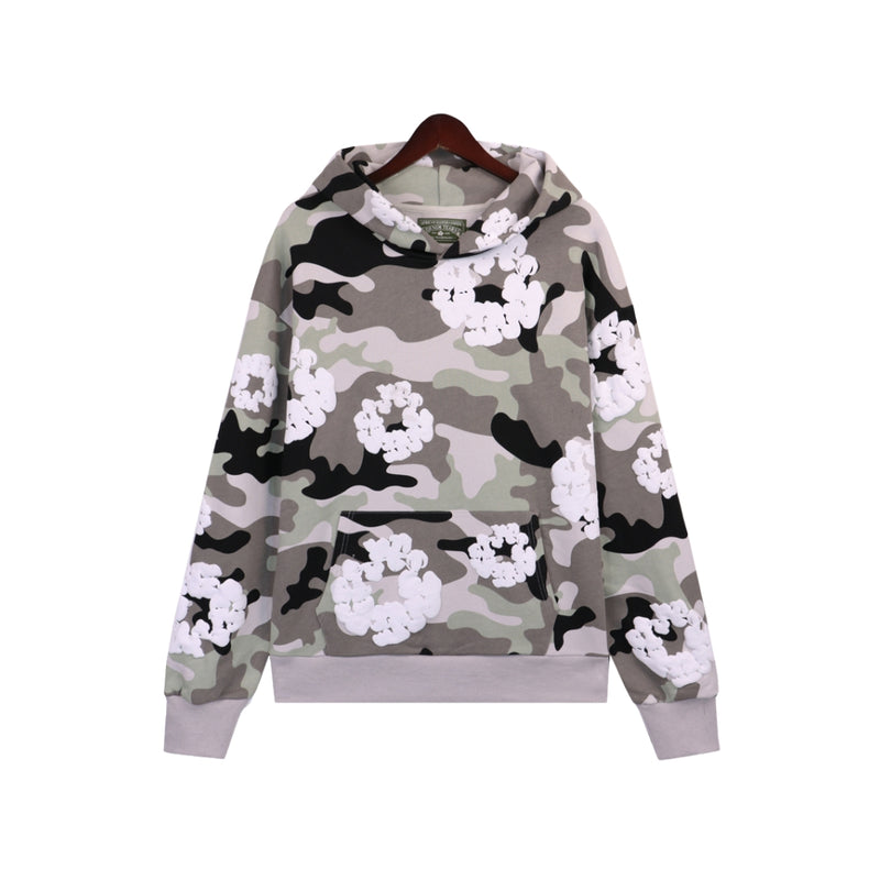 DENIM TEARS Kapok Cotton Ring Hoodie Gray Camouflage