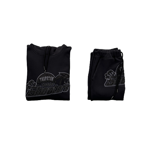 TRAPSTAR Shooters Hooded Tracksuit – Black Monochrome