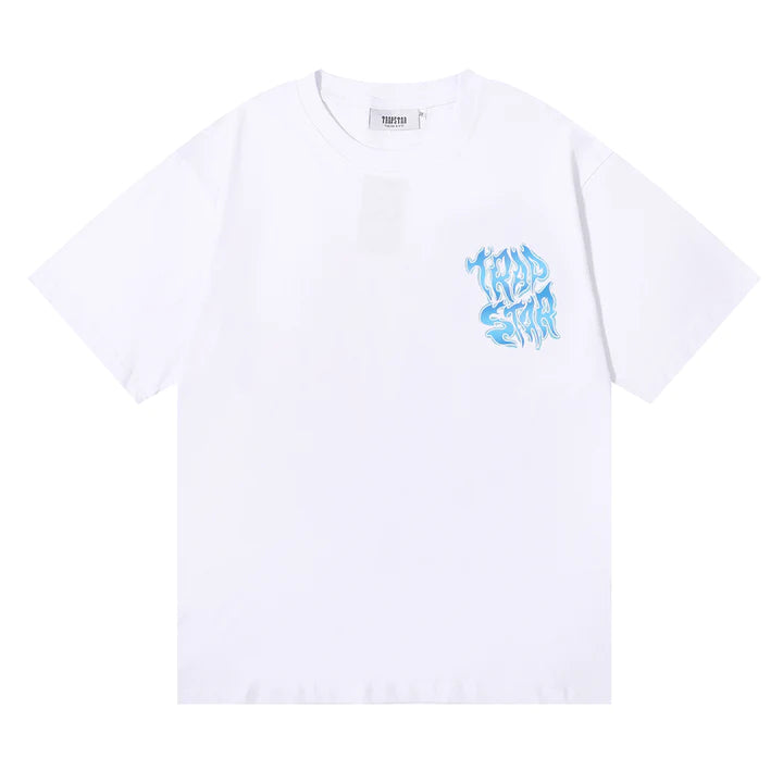 Trapstar Lighter Blue Flame Print Double Yarn Cotton T-Shirt