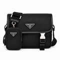 Saffiano Leather and Re-Nylon Crossbody Bag