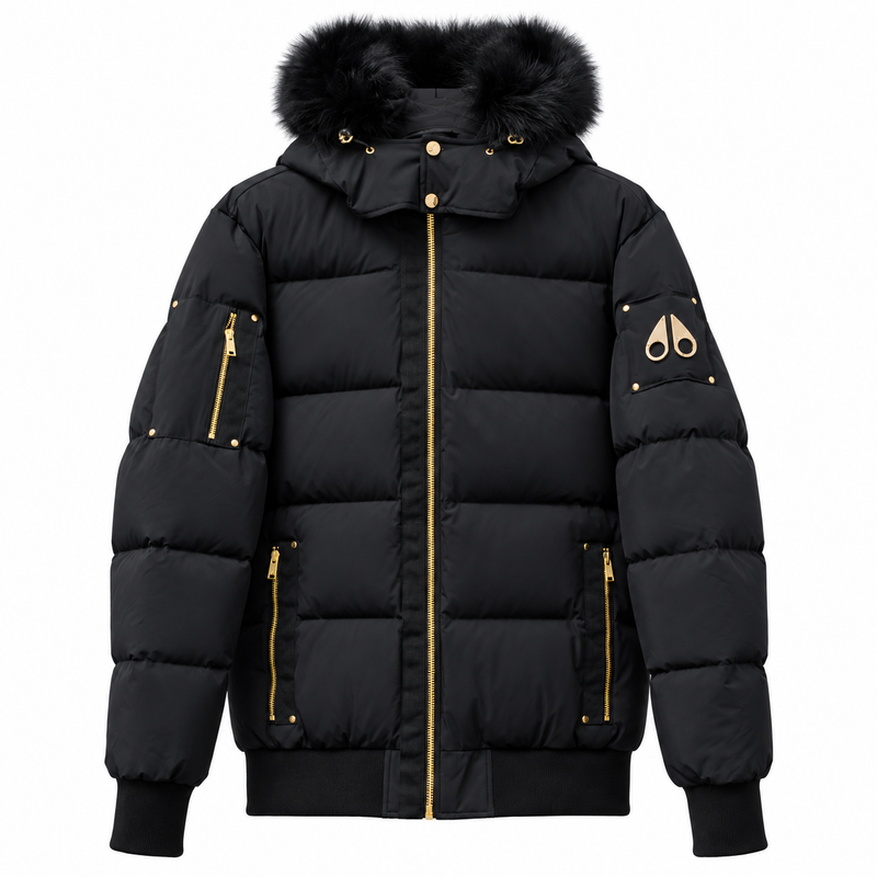 Padded With Hood in Fur Black
