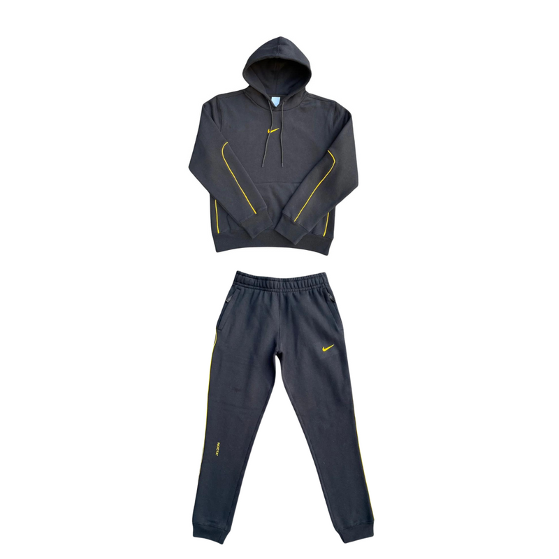 NIKE TECH FLEECE French Terry Trouser Black with Yellow