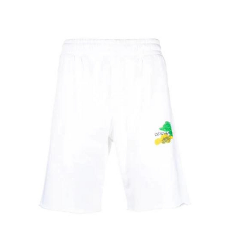 Off-White Brush Arrows Raw Cut Shorts White