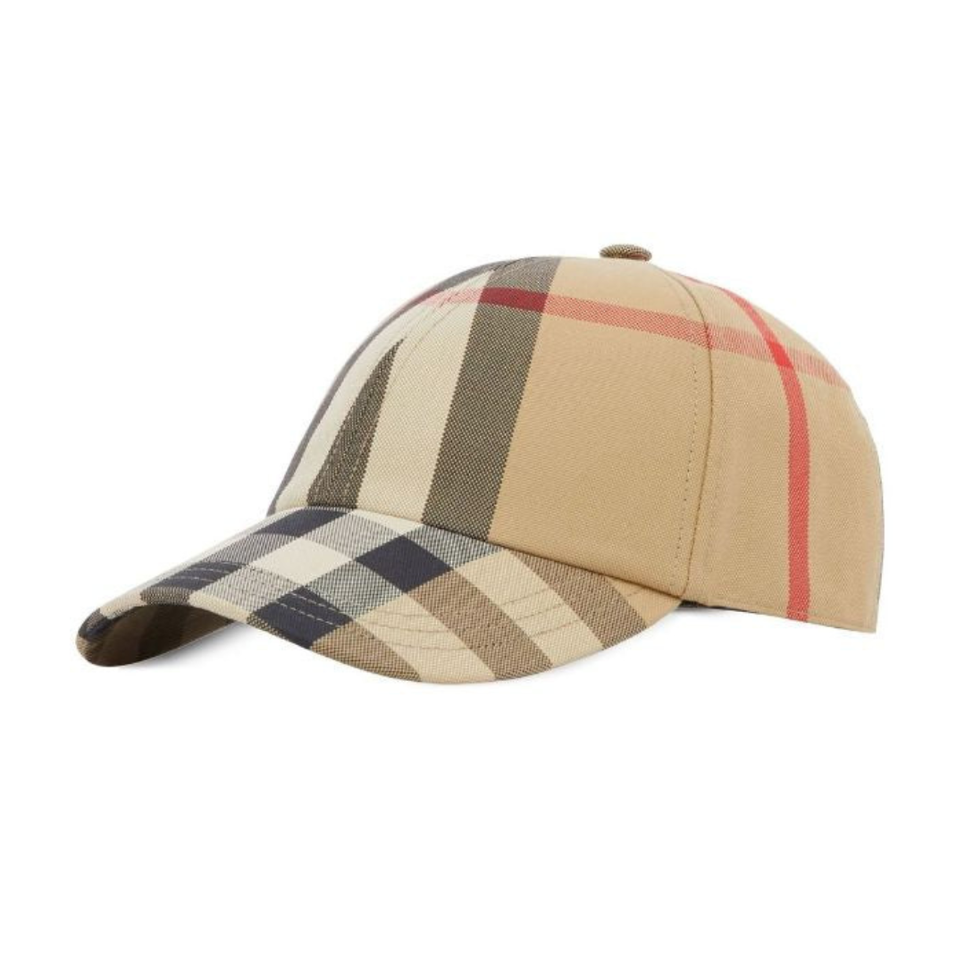 BURBERRY Check-Print Panelled Cotton-Twill Baseball Cap