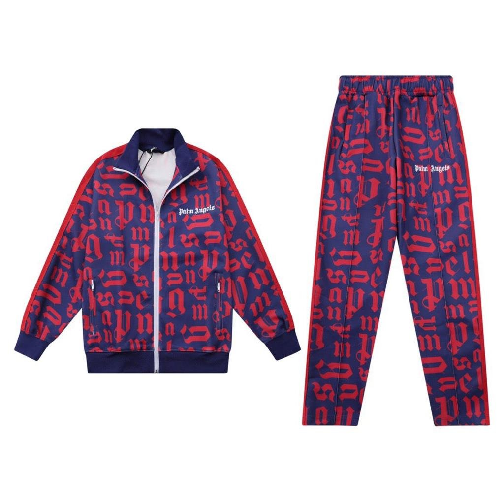 PALM ANGELS Blue Broken Monogram Track Jacket