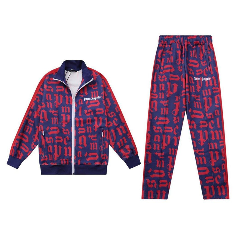 PALM ANGELS Blue Broken Monogram Track Jacket