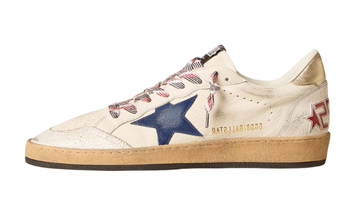 Golden Goose Nappa Leather Blue Suede Star and Leather Platinum Tongue Heel