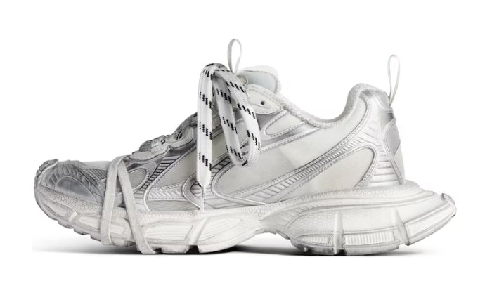 Mesh Trainers In White Silver