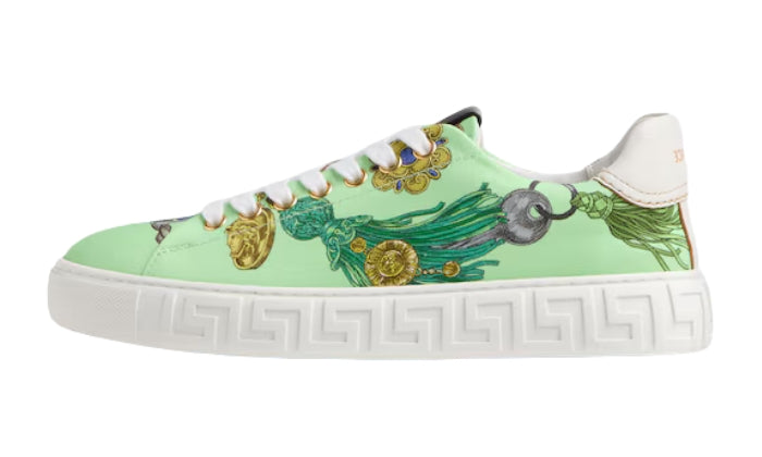 Sneakers Canvas Stampa Greca Green
