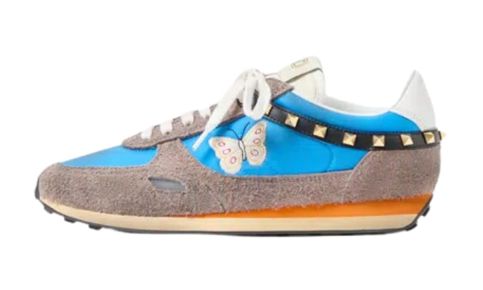 Sneakers Split Leather Nylon Light Blue Multicolour