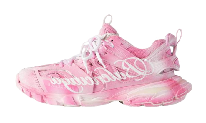 Sneakers Track Stencil Logo Pink White