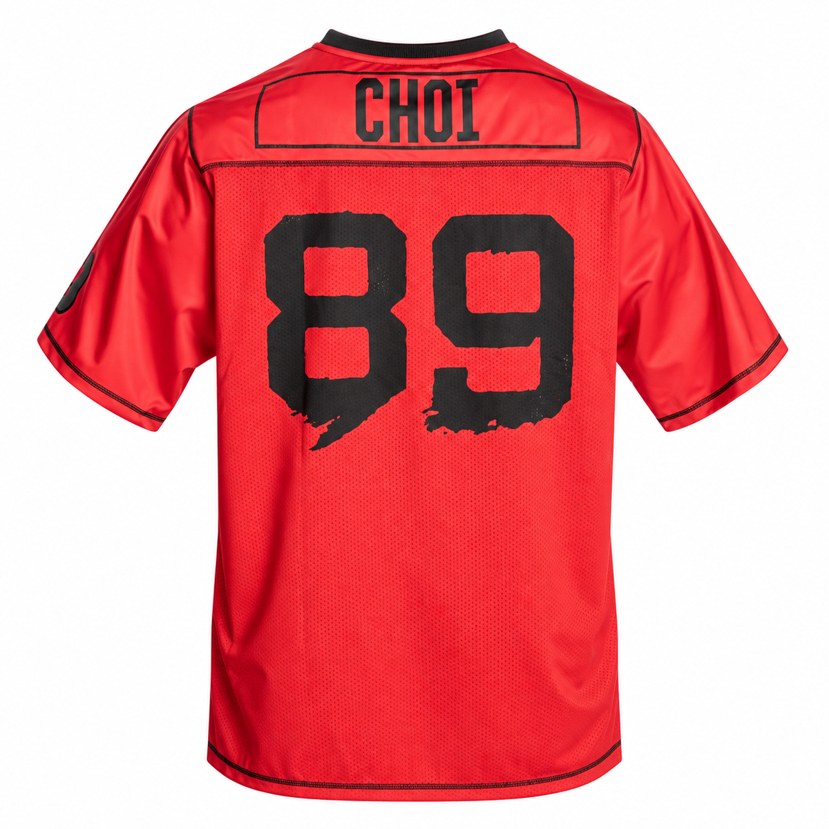 No1 Football Tee Chili Red — shirt only on white background