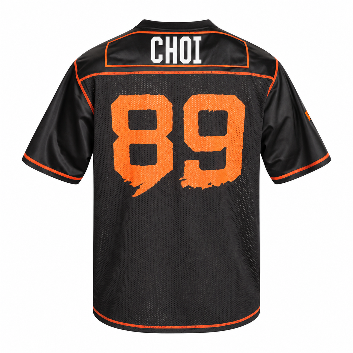 No1 Football Tee Black/Flame — shirt only on white background