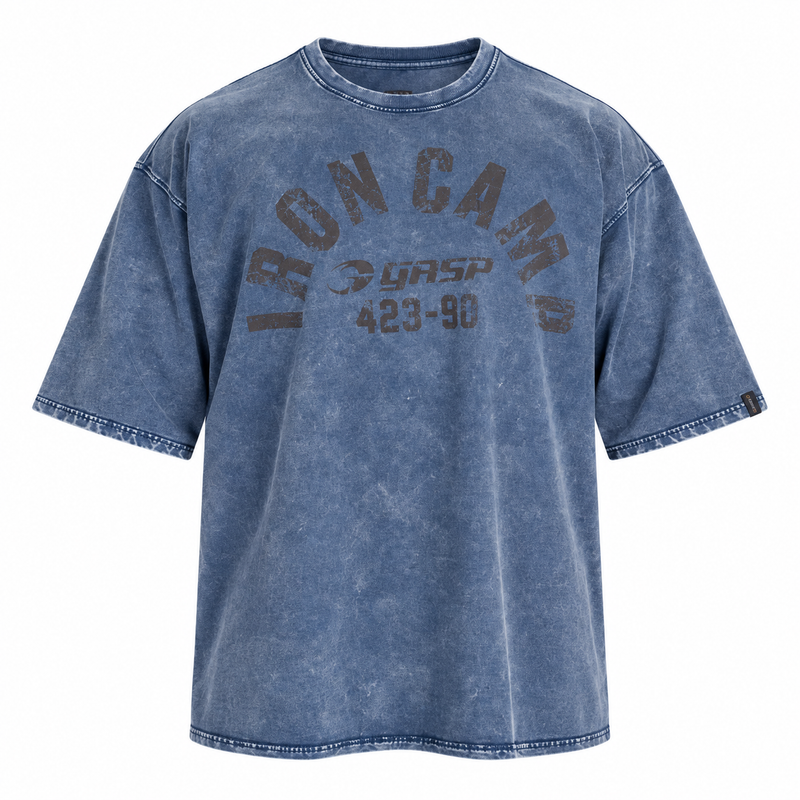 Iron Camp Iron Tee Washed blue — shirt only on white background