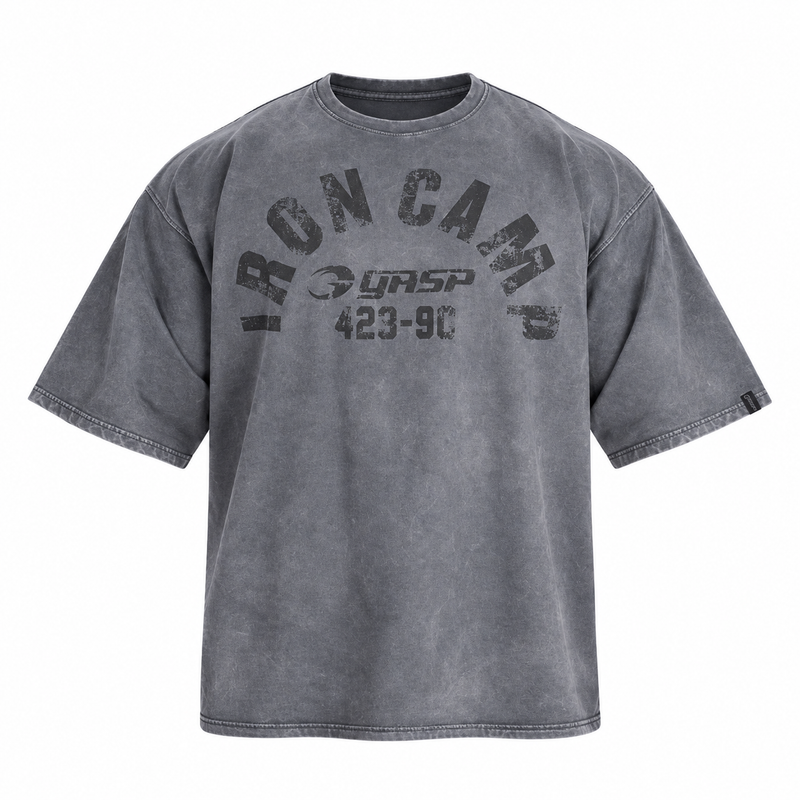 Iron Camp Iron Tee Washed Black — shirt only on white background