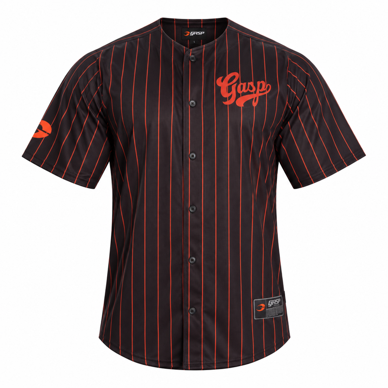 89 Baseball Jersey Black/Flame — shirts only on white background