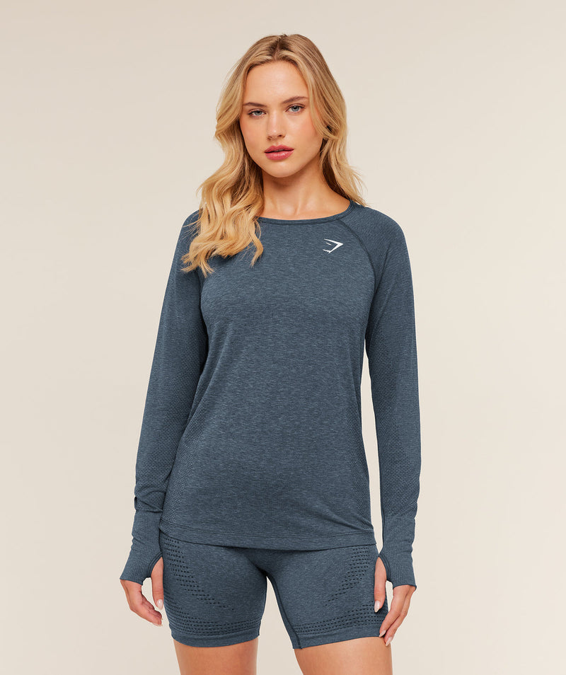 Vital Seamless 2.0 Light Long Sleeve Top – Stealth Blue/Marl — Product photo