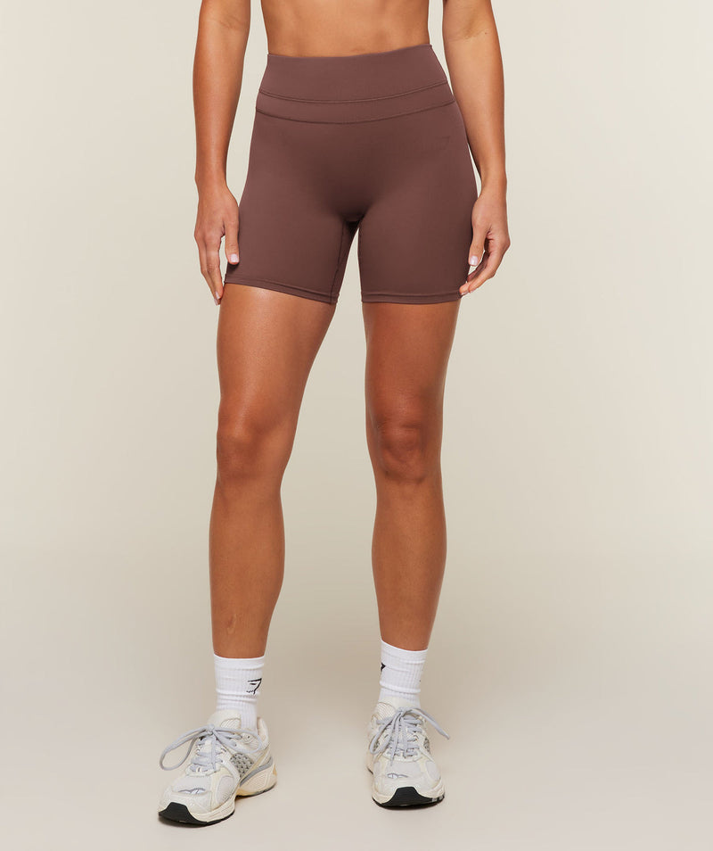 High-Rise Shorts – Espresso Brown — Product photo