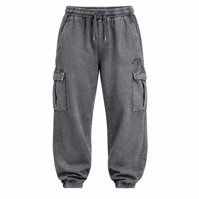 Iron Camp Baggy Washed Black — pants only on white background