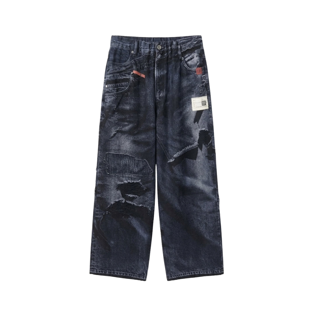 Casablanca Pantaloni in Denim Trompe-l’Oeil Neri