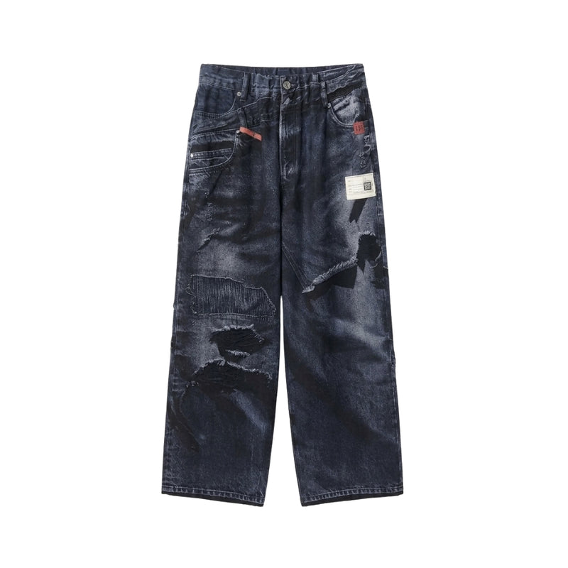 Casablanca Pantaloni in Denim Trompe-l’Oeil Neri