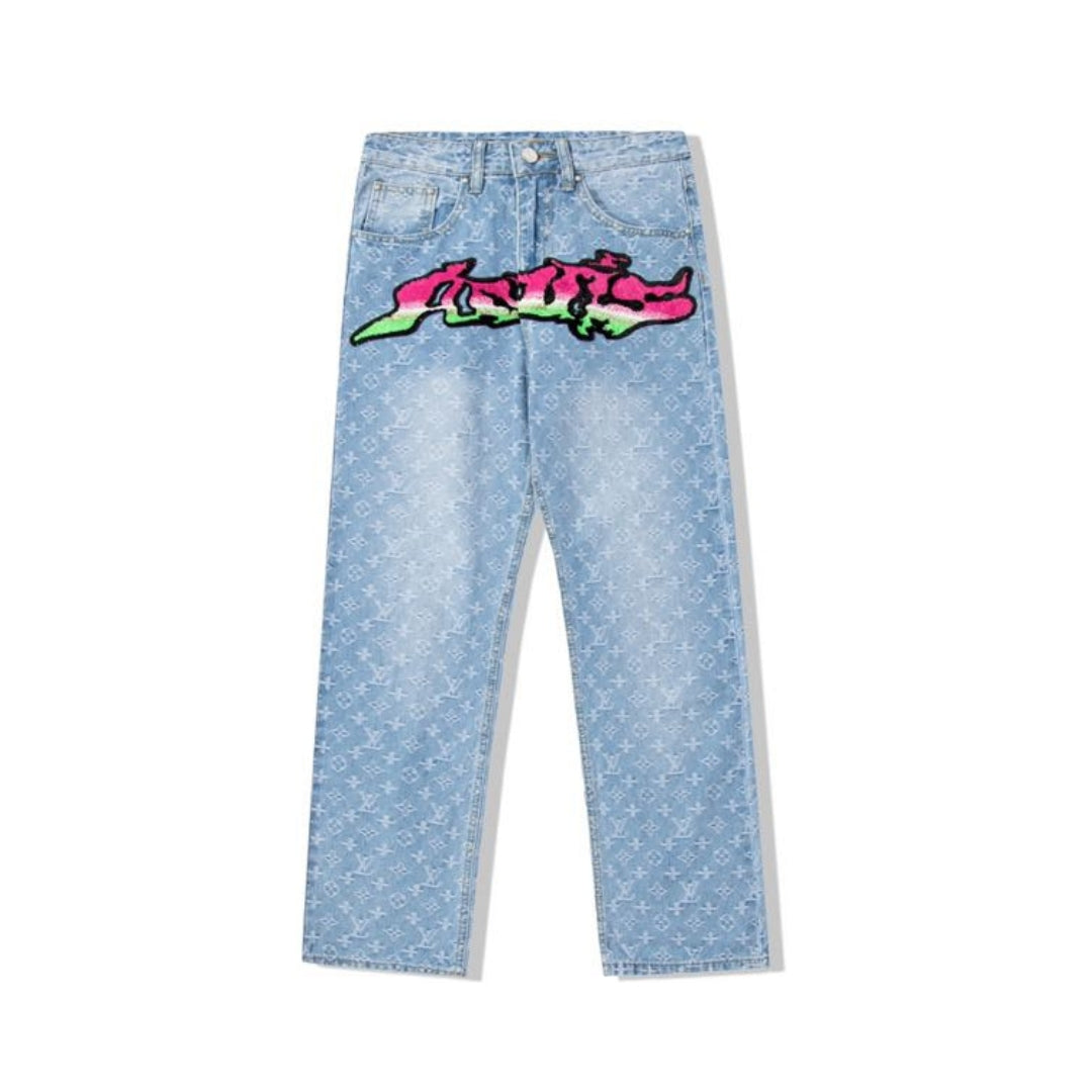 LOUIS VUITTON Logo Baggy Denim Pants