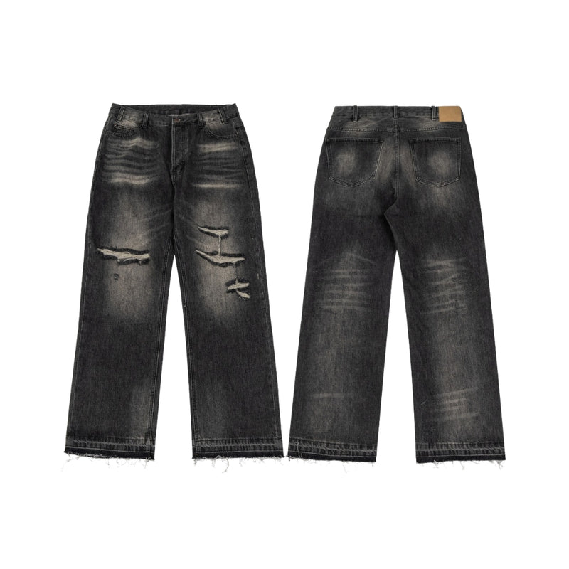 CELINE Cedy Black Scar Design Darkness Wash Denim