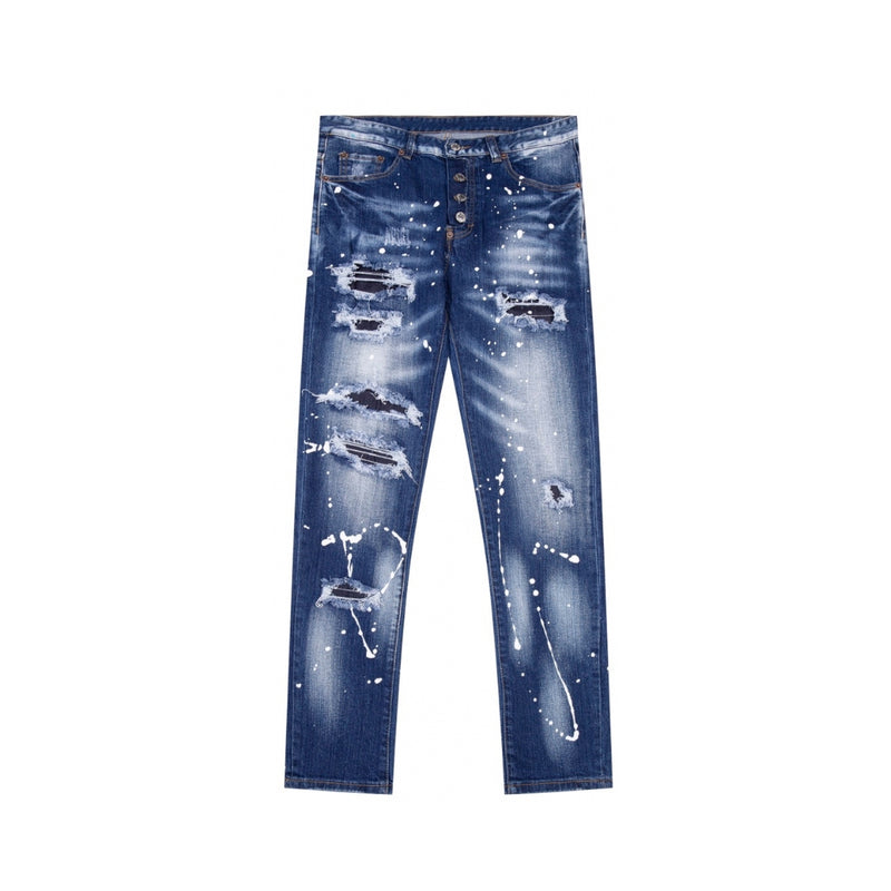 DSQUARED2 Men Blue Ripped Denim Jeans