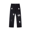 CHROME HEARTS Cross Stitched Lather Jeans