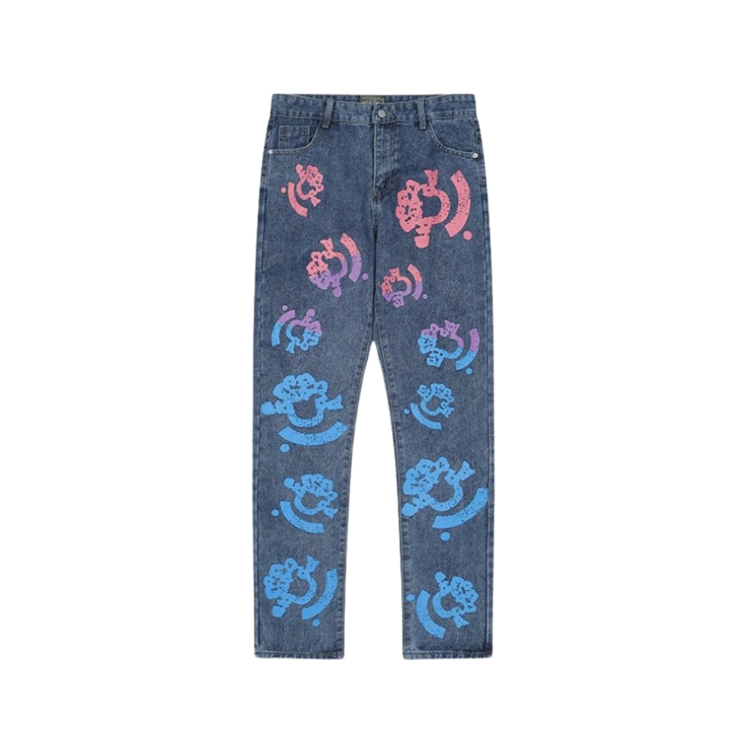 DENIM TEARS Jeans  Multicolor Print Blue