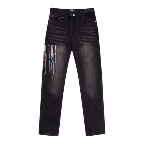 AMIRI Black Straight-Fit Jeans “Paint Drip Logo