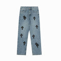 CHROME HEARTS Black Cross Mid Indigo Denim Pants Jeans