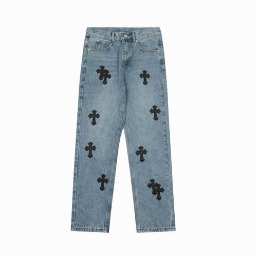 CHROME HEARTS Black Cross Mid Indigo Denim Pants Jeans