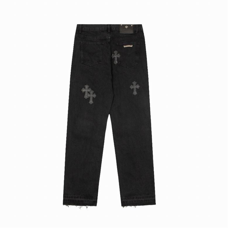 CHROME HEARTS Cross Patches Brown Jeans