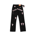 CHROME HEARTS Pink Leather Cross Jean