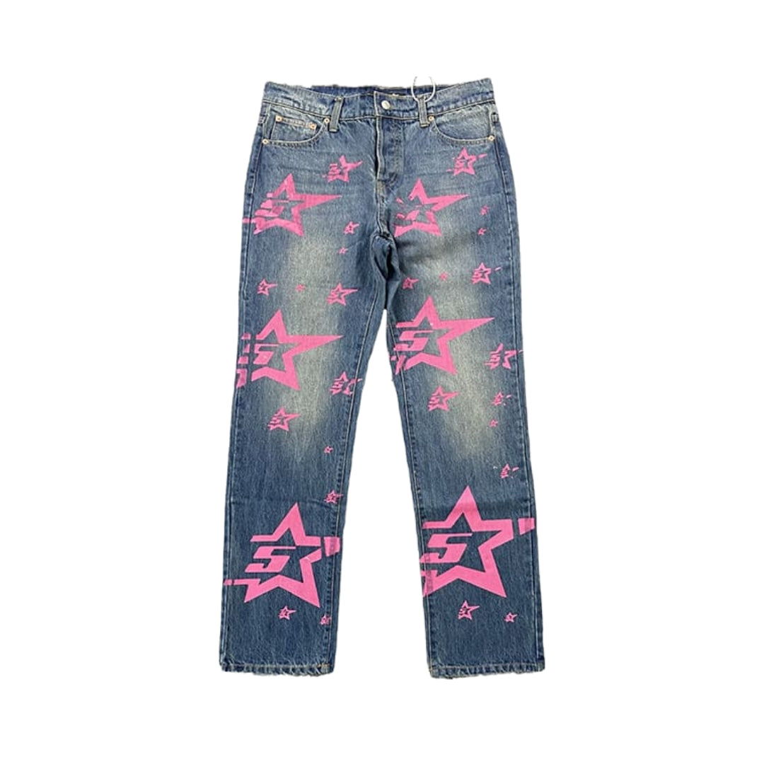 SP5DER Jeans Pink Stars