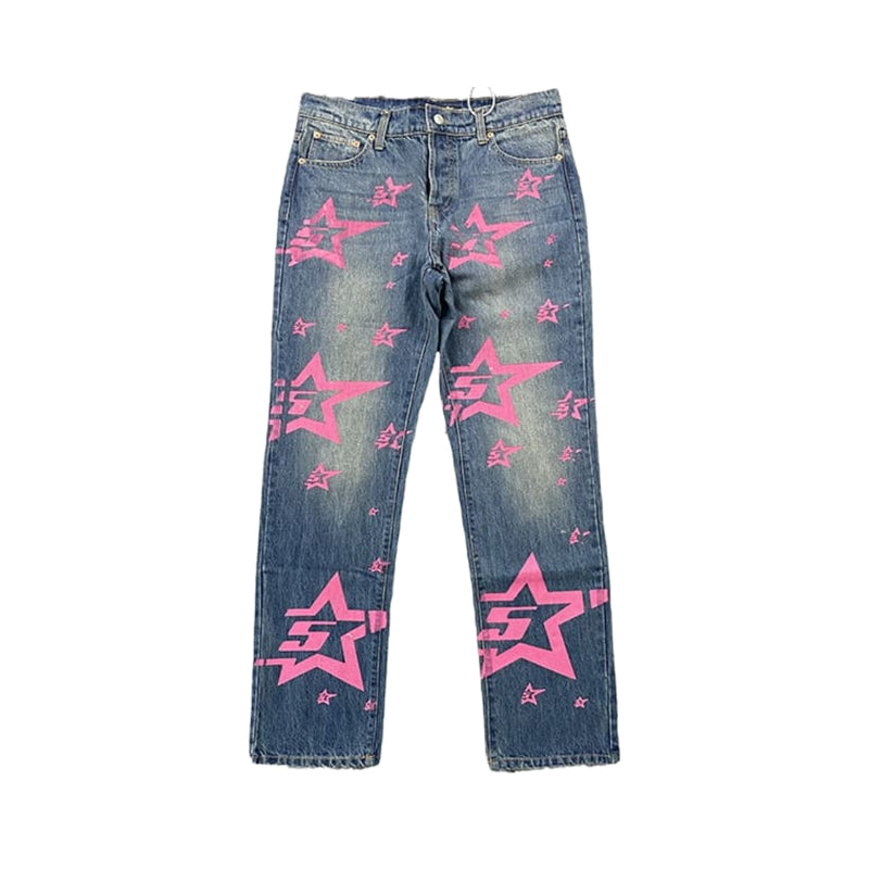 SP5DER Jeans Pink Stars