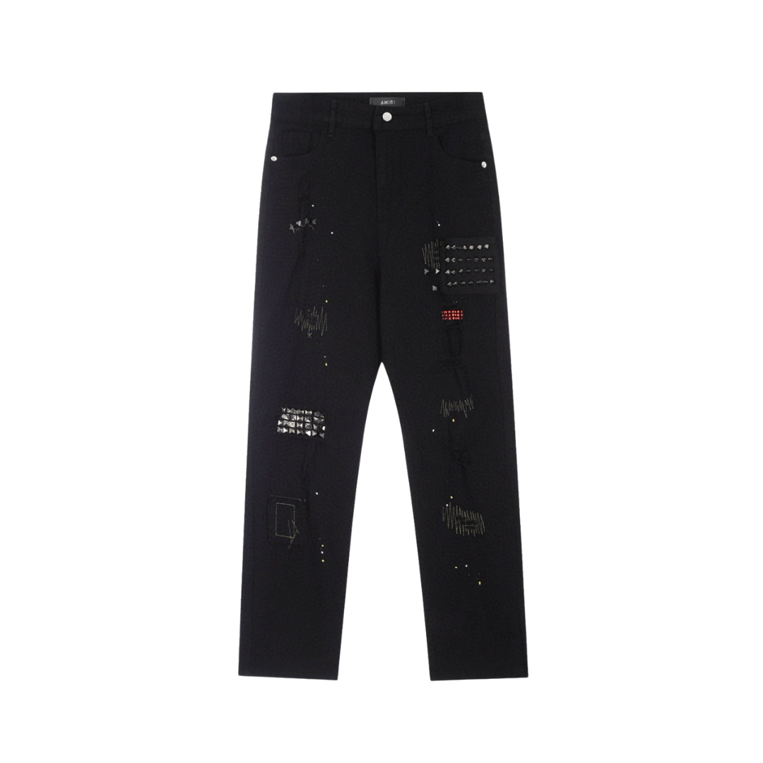 AMIRI Classic Diamond-Studded Ripped Jeans