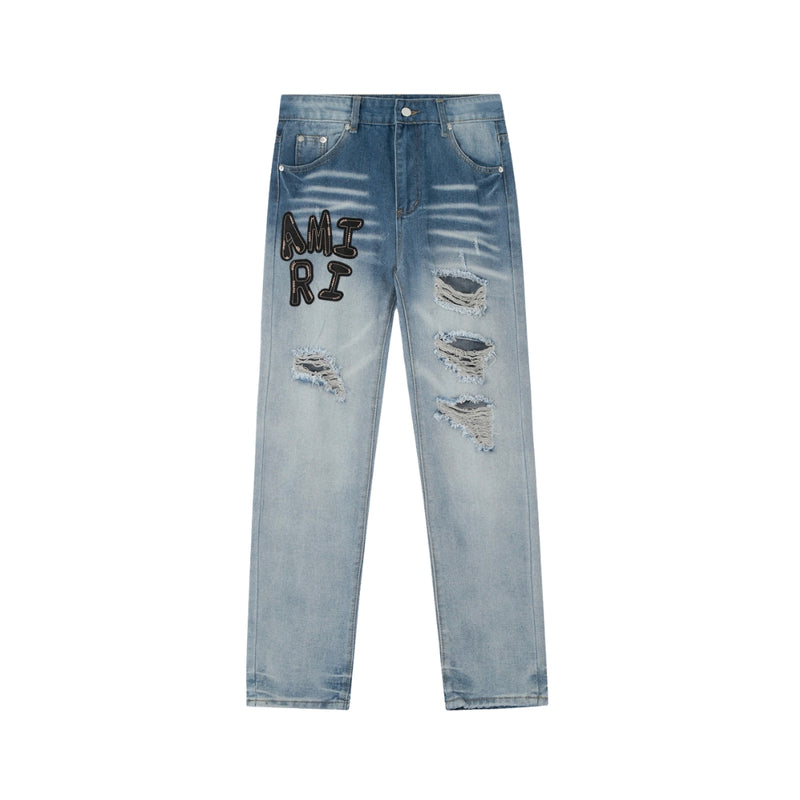 AMIRI Diamond-Studded Ripped Jeans