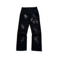 CHROME HEARTS Black Leather Cross Jean